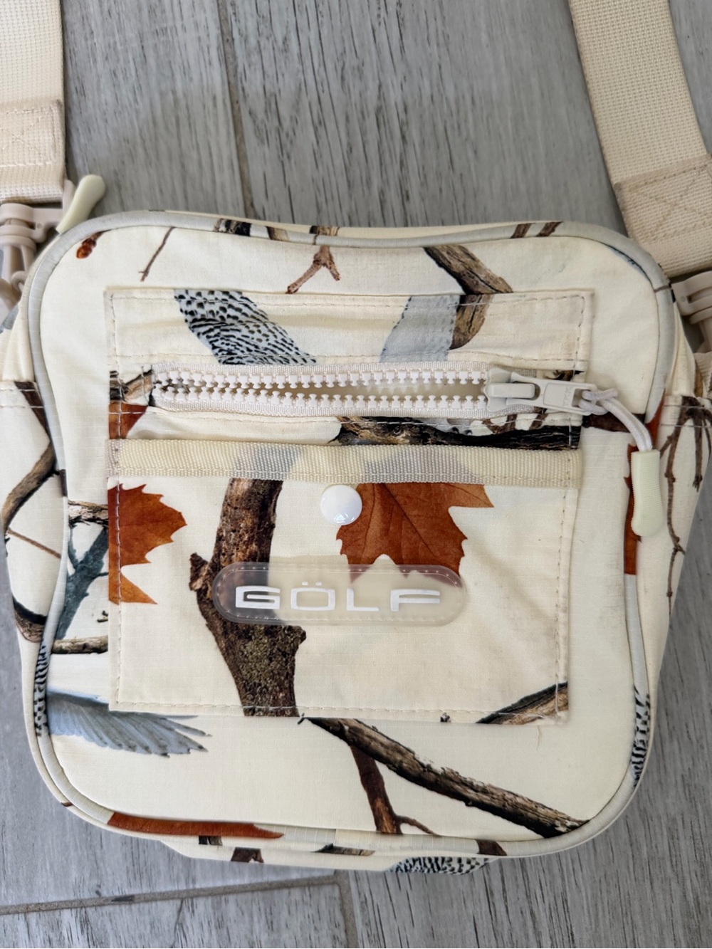 GOLF Canvas Camo-Print Crossbody Bag in Cream